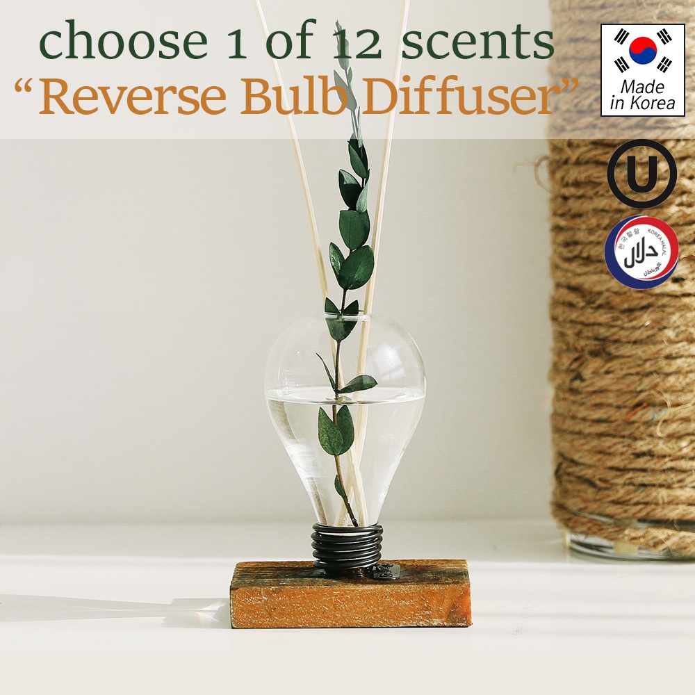 Aspasia Reverse Lightbulb Reed Diffuser 100ml + ชุด pablo ที่เก็บรักษาไว้ / เลือก 1 กลิ่น 12 กลิ่น /