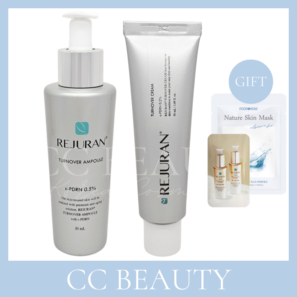 Rejuran Healer Turnover Ampoule 30ml +Healer Turnover Cream/ Ultimate Skin Regenerator, Anti-Aging, Hydration & Brightening Duo