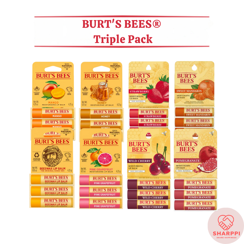 Burts Bees lip Balm ทุกรสชาติ ลิปทินท์ Triple Pack