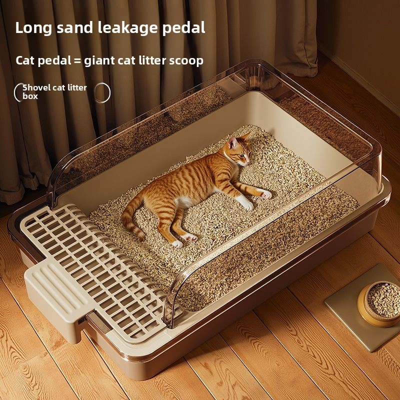[QPet] กล่องครอกแมวแบบบูรณาการรุ่นใหม่ขนาดใหญ่พิเศษกึ่งปิด Anti-Splash Anti-Tracking Giant Pet Cat T
