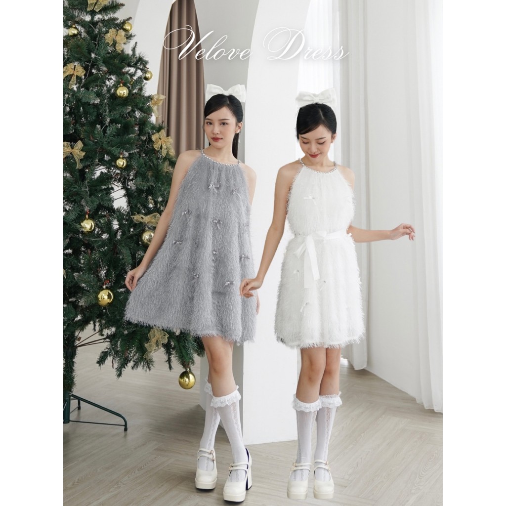 Sweetjola Velove Dress Ribbon Coquette Christmas