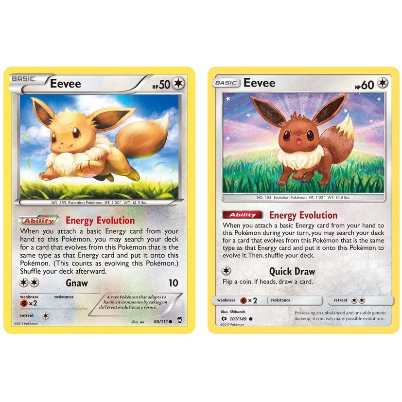 การ์ดโปเกมอนภาษาอังกฤษ Eevee - 80/111 - ทั่วไป XY: Fists Furious / Eevee - 101/149 - Common Sun & Mo