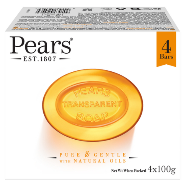 [Pears] สบู่น้ํามันธรรมชาติบริสุทธิ์และอ่อนโยน – 100g  4 บาร์