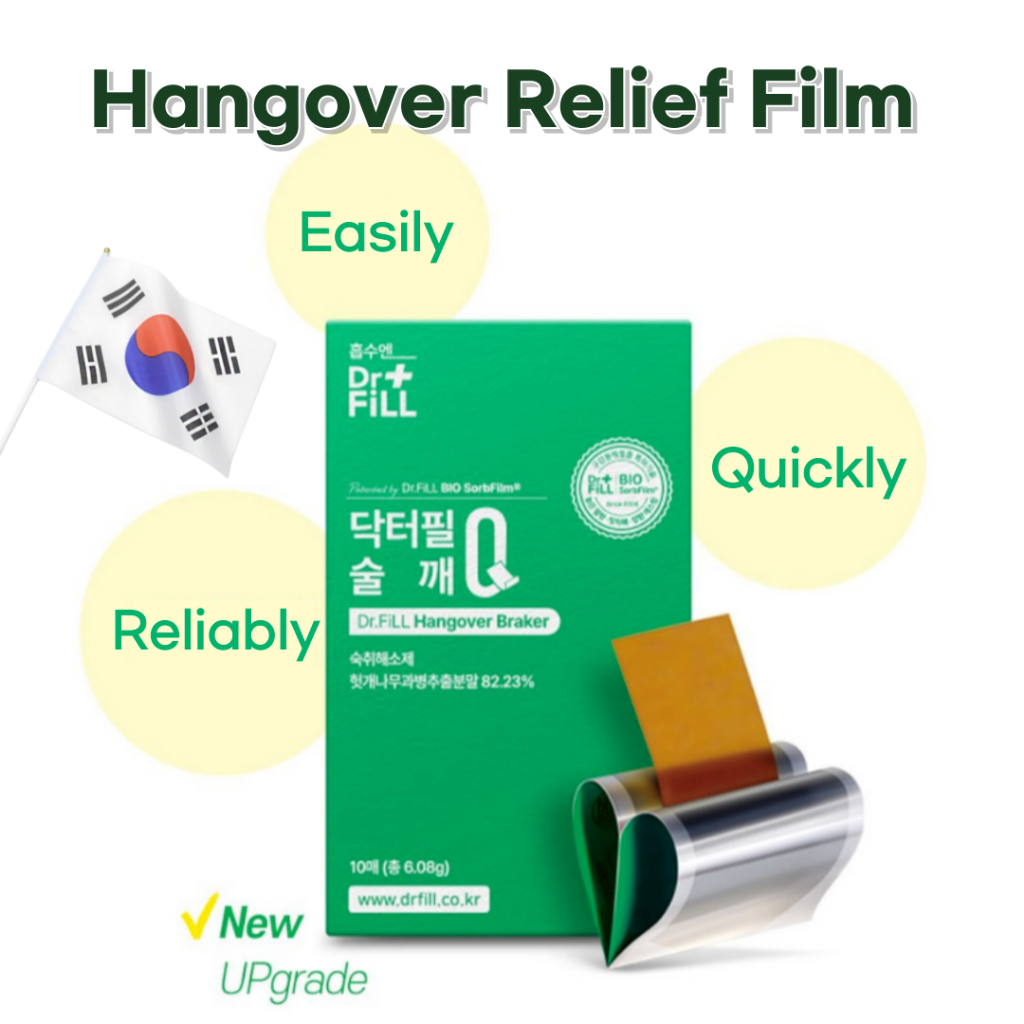 Dr.fill Hangover Relief Film - Fast Acting with Vitamin C and Glutathione, Honey Flavour - Natural R