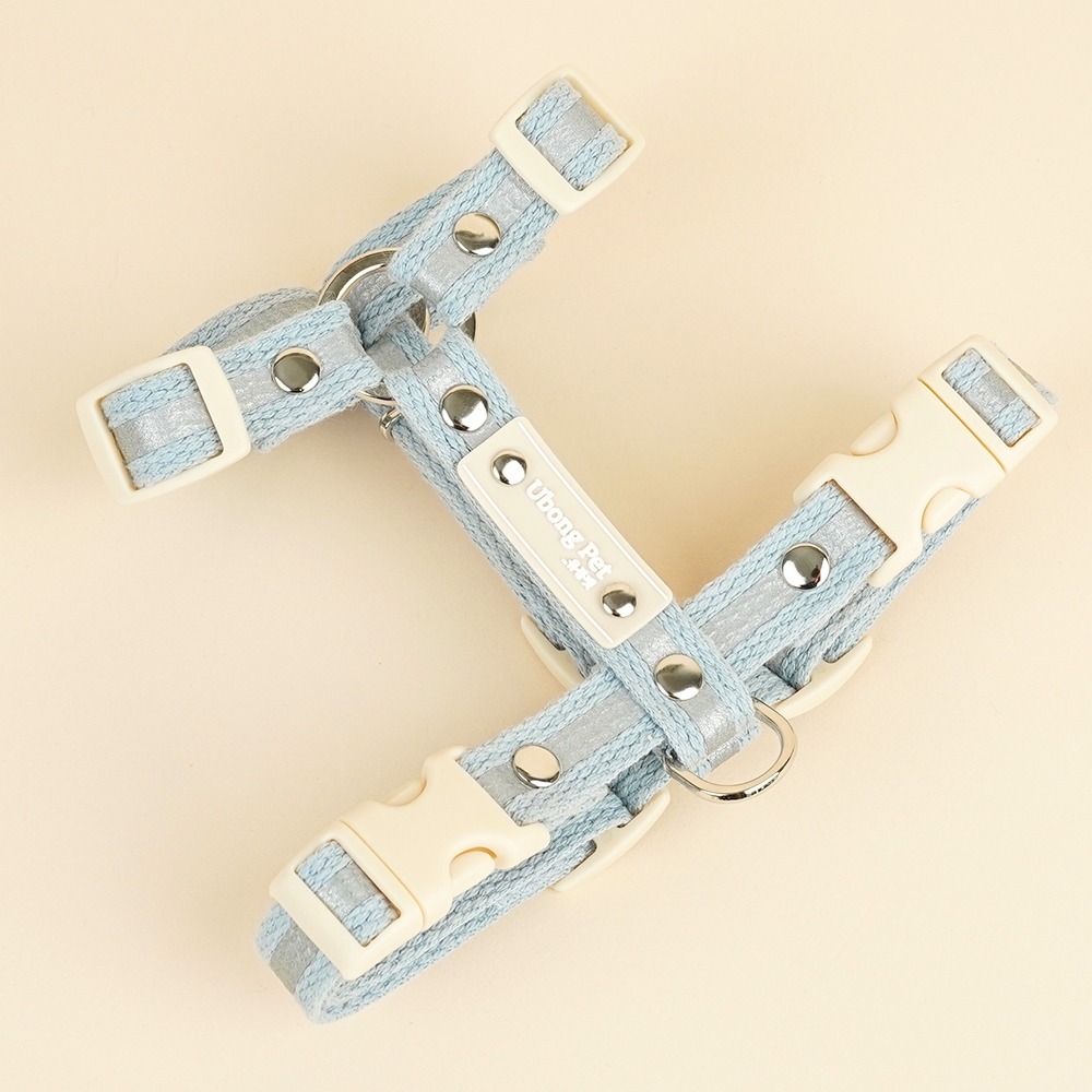 [แกะสลักชื่อสุนัขฟรี] [Ubongpet] Night Light สะท้อนแสง H-type Dog Harness สายรัดหน้าอก 12 สี