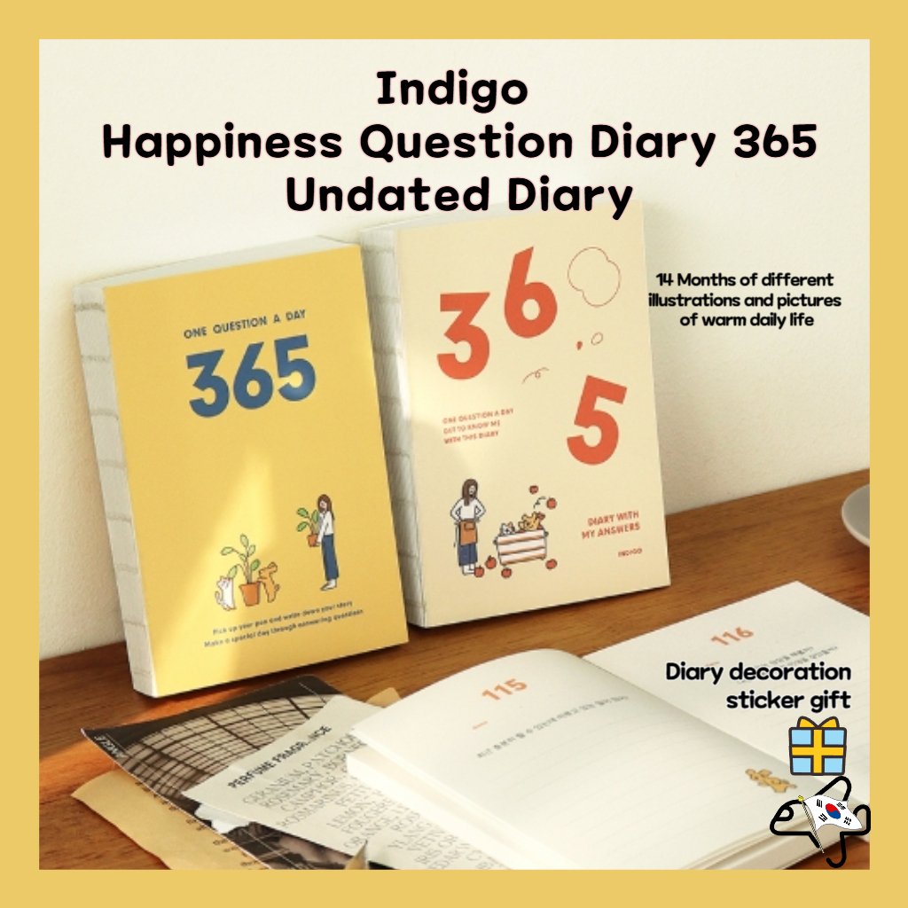 Indigo Happiness Question Diary 365 สมุดบันทึกคำถามความสุขอินดิโก้ 365 วัน/ 2026 ไดอารี่ /ไดอารี่ที่