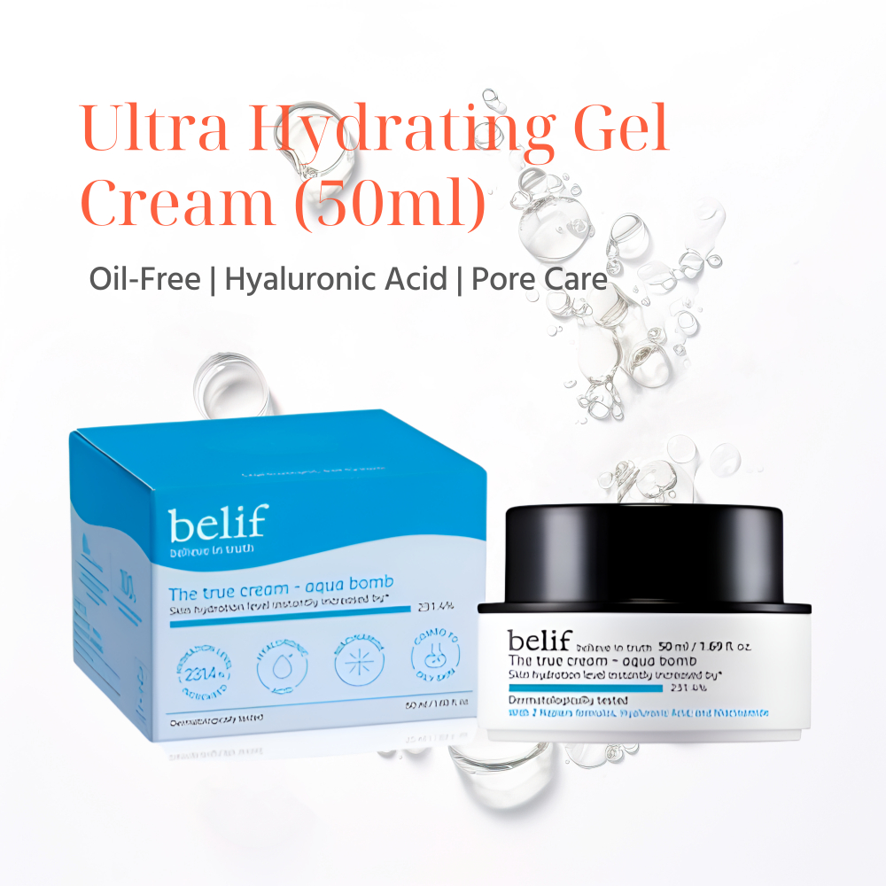 [belif] The True Cream – Aqua Bomb 50ml | ครีมเจลไร้น้ํามัน | กรดไฮยาลูโรนิค | ไนอาซินาไมด์