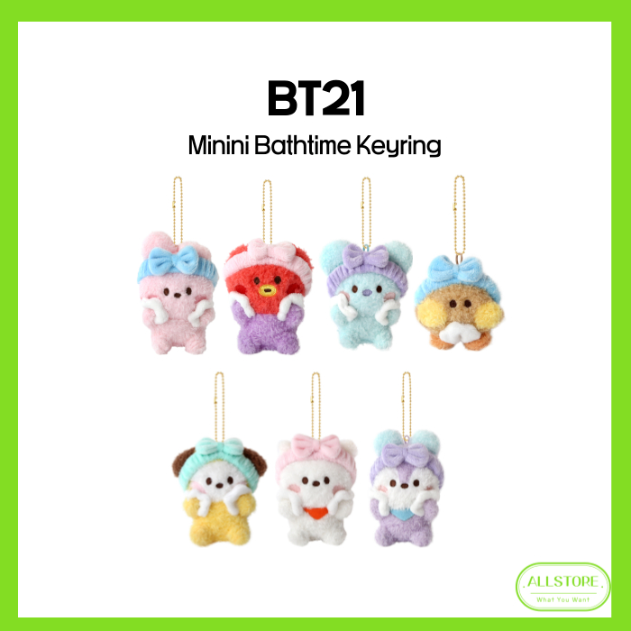 [BT21] พวงกุญแจ Minini Bath Time (7 ตัวละคร) - จัดส่งจากเกาหลี