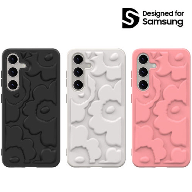 Samsung X Marimekko - เคส Sembo สําหรับ galaxy s24 / s24 plus black pink flower อย่างเป็นทางการ