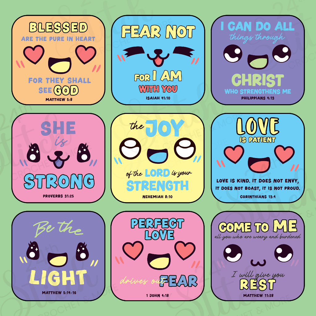 [ SG SELLER ] Kawaii Cute Bible Verse Stickers – Christian, กันน้ําสําหรับแล็ปท็อป, ขวดน้ํา, ฯลฯ