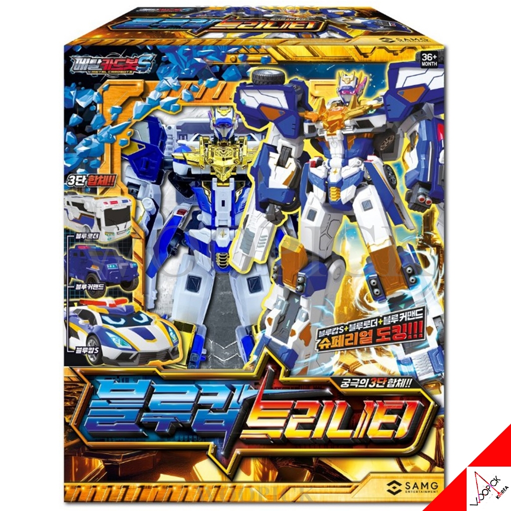 โลหะ Cardbot S Season2 BLUE COP TRINITY Transformer หุ่นยนต์รถรูปของเล่น 2024
