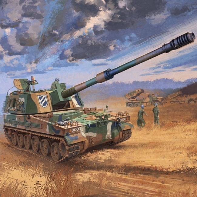Academy Hobby Model Kit – 1/35 RK World K9 Self-Propelled Howitzer พร้อมตัวเลขลูกเรือ