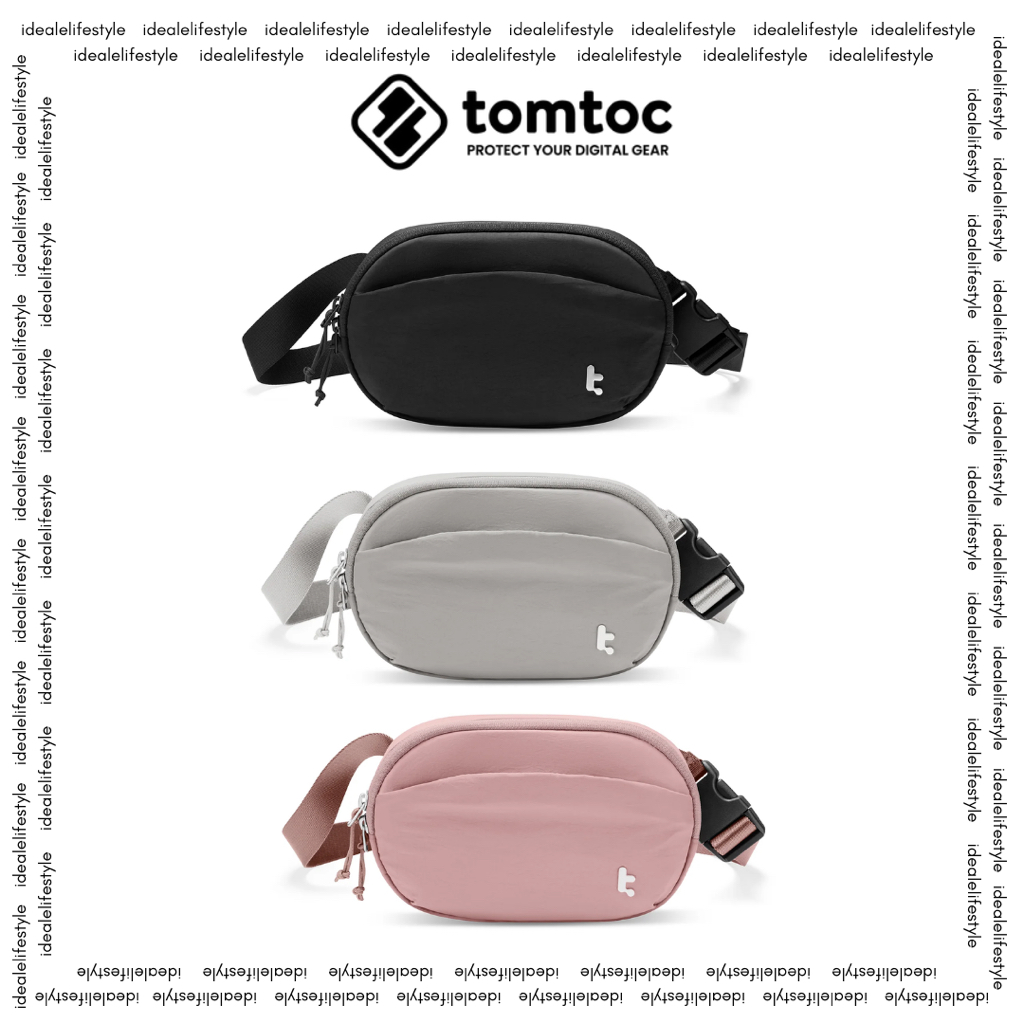 Tomtoc SlingBean-T32 กระเป๋าเข็มขัดที่มีการปิดกั้น RFID, 1.5L Cross Body Fanny Pack สําหรับผู้หญิงผู
