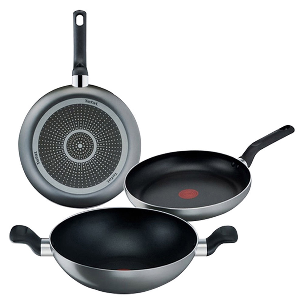Tefal Matt Grey กระทะทอดและกระทะ 3p (24+228+28cm) ไม่มี PFOA