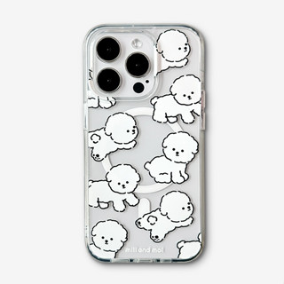 [Mill And Moi] Fluffy Bichon Magnetic Clear Phone Case