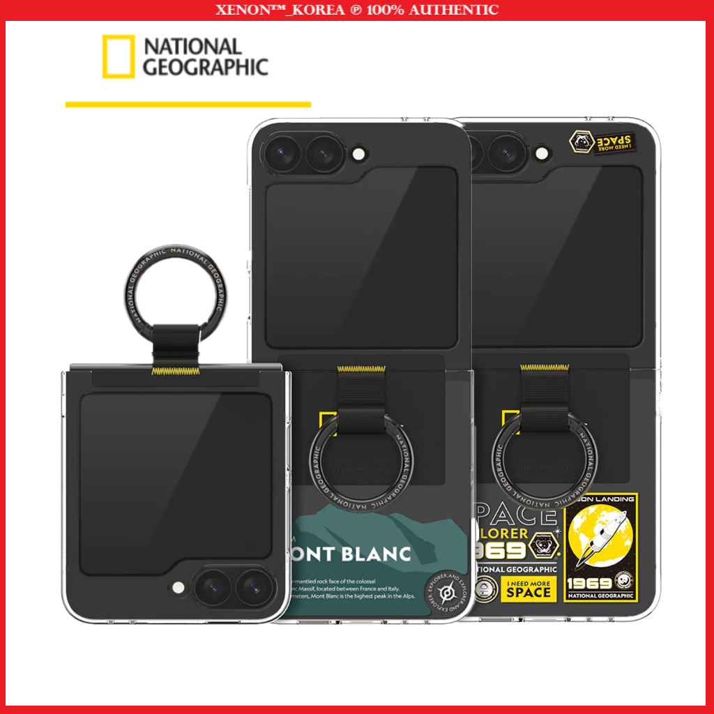 (National Geographic) Ring Strap Crystal Slim Fit Case สําหรับ Samsung Galaxy Z Flip6 / Galaxy Z Fli