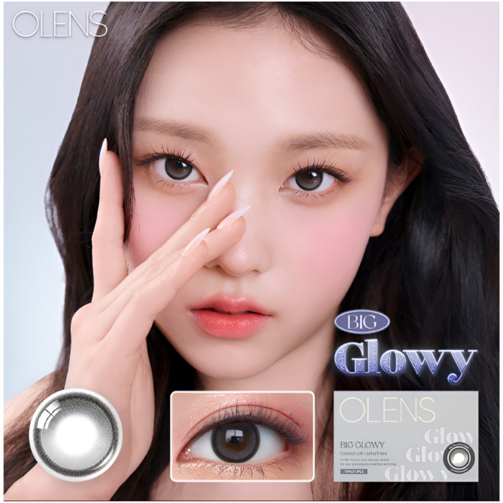 OLENS BIG GLOWY Grey Month – 1 สี  | รายเดือน BIG GLOWY สีเทาคอนแทคเลนส์สี K-Beauty 2p 1 กล่อง