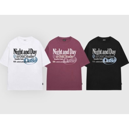 เสื้อยืด Oddstudio Night and Day Graphic Overfit จัดส่งจากเกาหลี