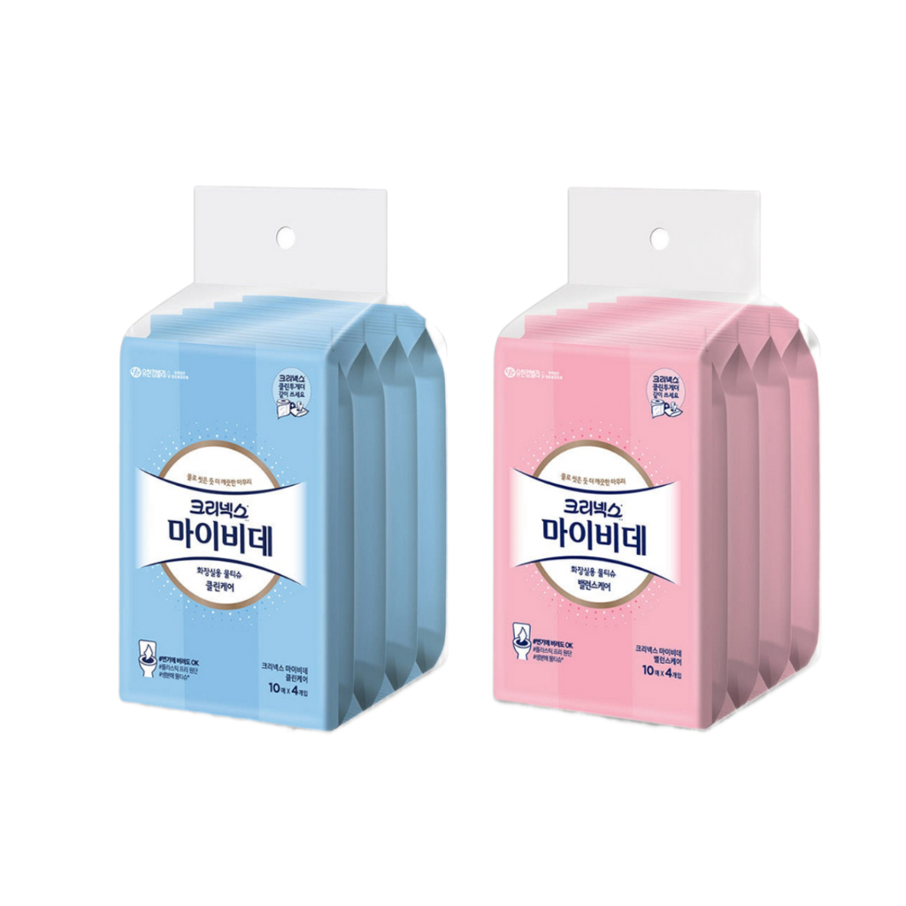 [KLEENEX] My Bidet Wipes 2 ชนิด (Clean Care, Balance Care แต่ละ 10 แผ่น . 4 แพ็ค)