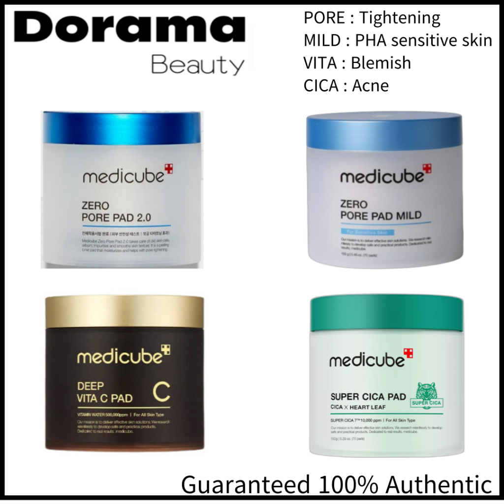 Medicube Zero Pore Pad 2.0 ทําความสะอาดกระชับรูขุมขน / Super Cica Soothing Moisture สิวผิวมังสวิรัติ / Deep Vita C จุดด่างดําและฝ้า / แผ่น 70 แผ่น