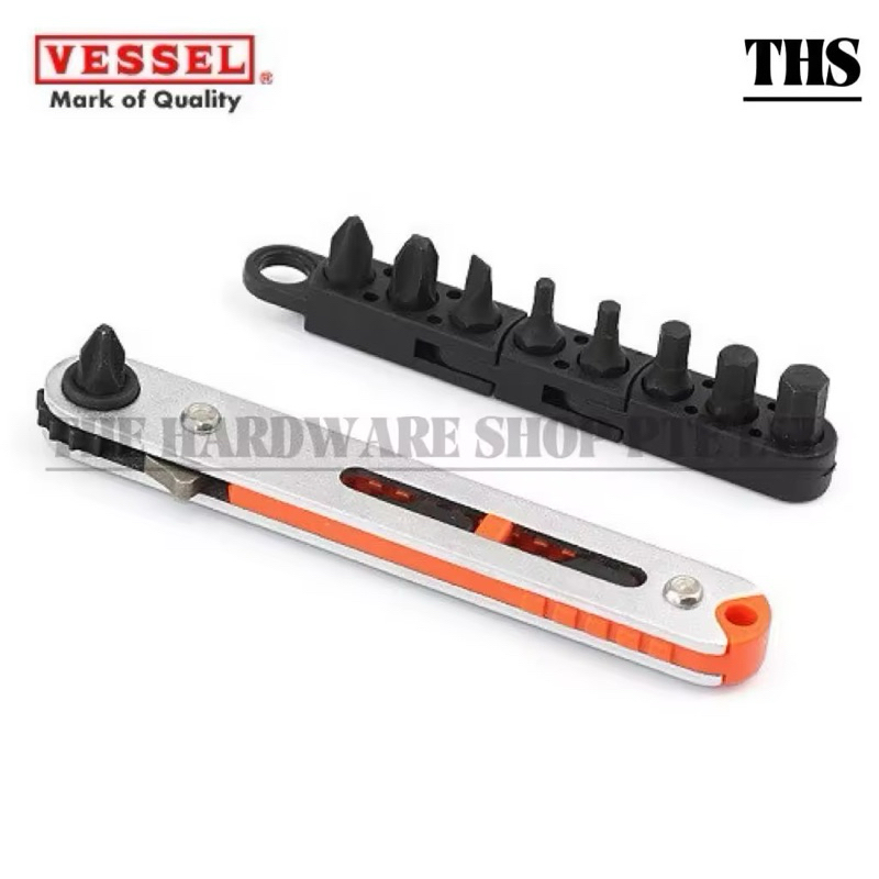 VESSEL ไขควงแม่เหล็กขนาดเล็กประแจวงล้อมุมขวา 1/4 "Hex สําหรับพื้นที่แคบ