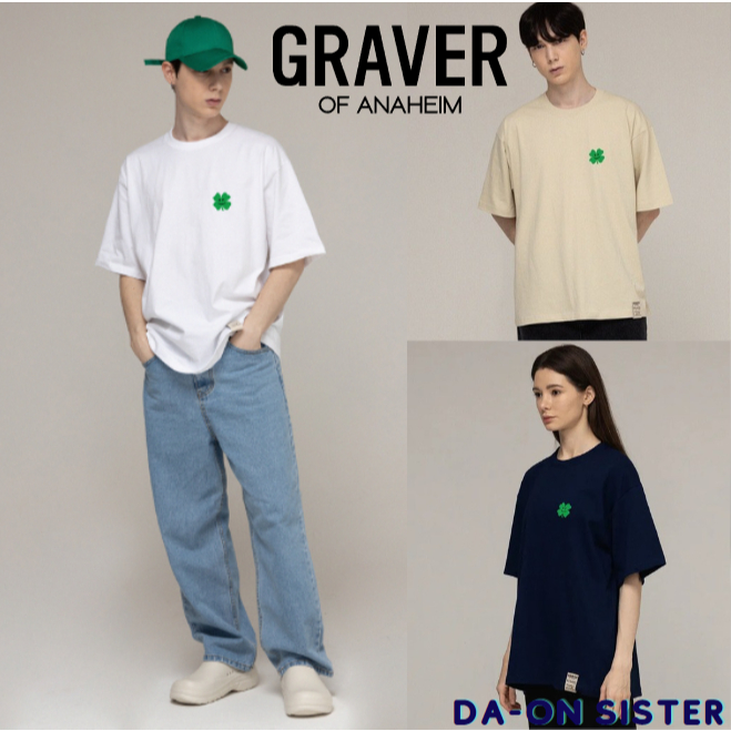 [ Graver ] [UNISEX] เสื้อยืดแขนสั้น Small Clover Flower Smile 4color korea แท้ 100%