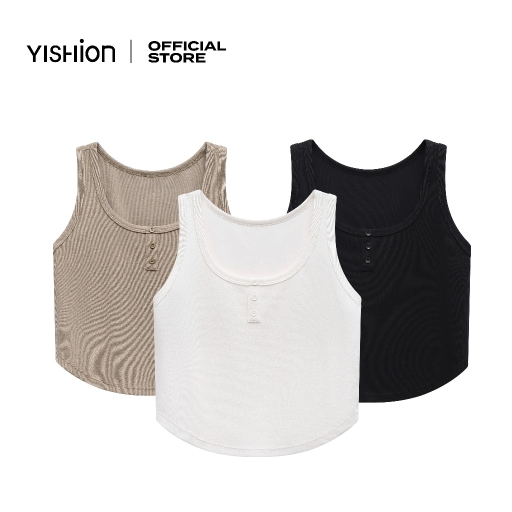 YISHION Essential เสื้อกล้ามยางพื้นฐานสําหรับผู้หญิง 1033