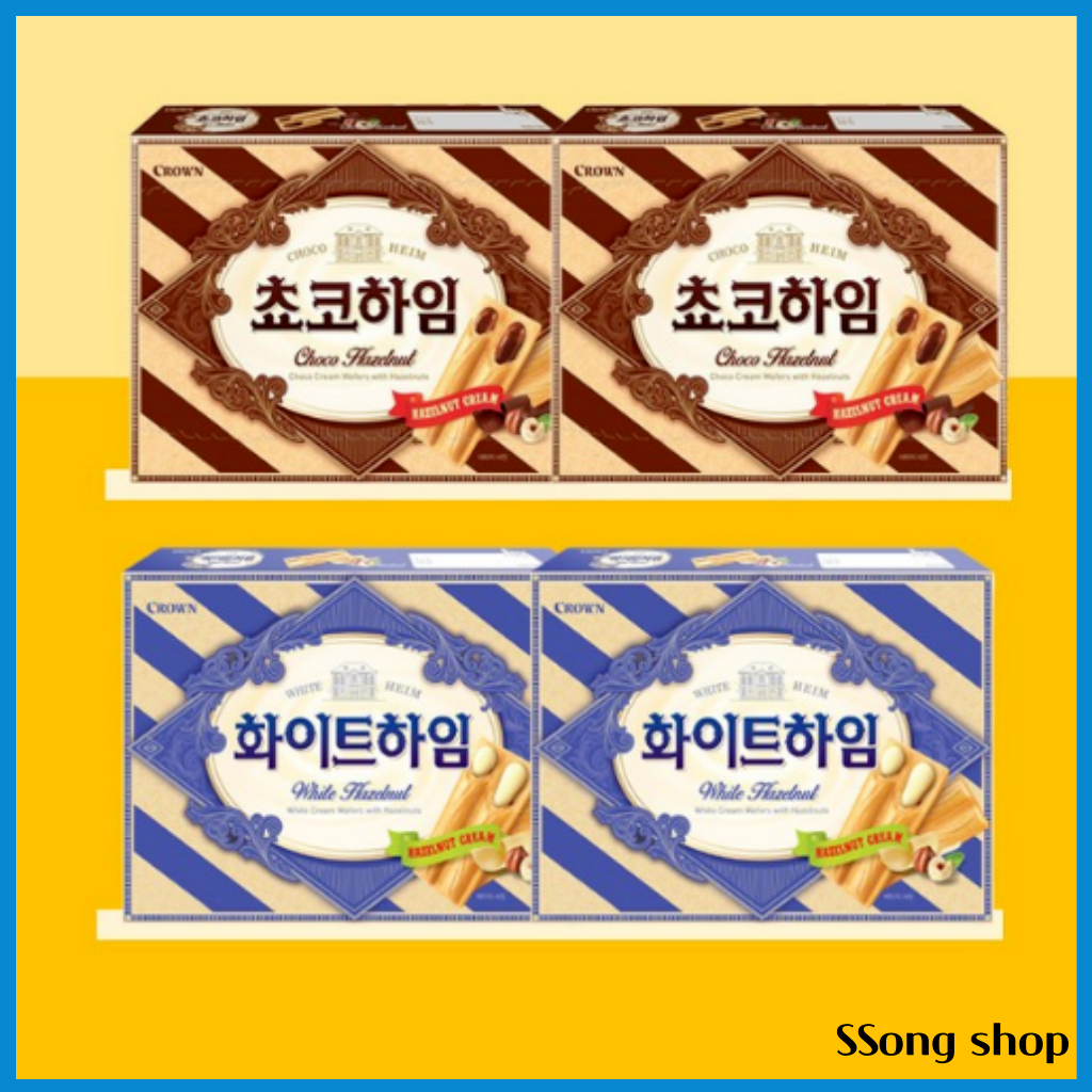 Crown Heim Wafer Snack – White, Choco, Black Rice – ครีมเติม, 47g / 142g / 284g