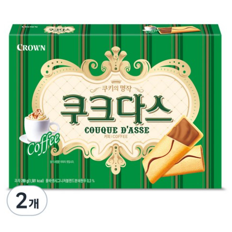 Crown Couque Dasse Coffee Cookies, 289g, 2 แพ็ค