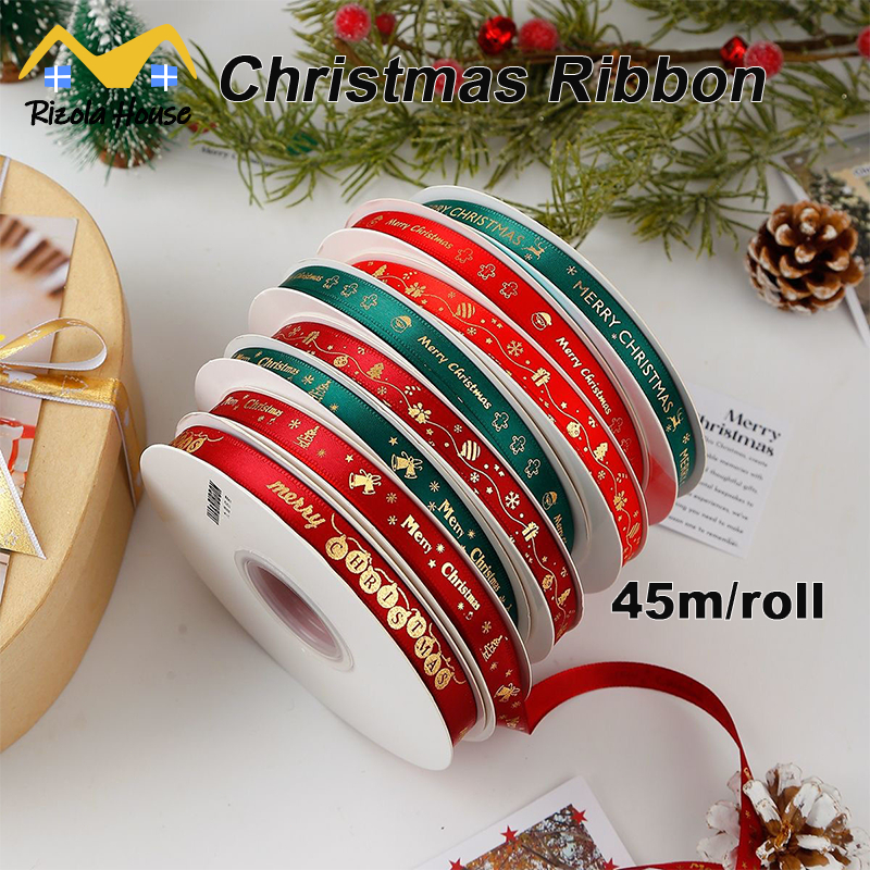 SG45m/roll Christmas Ribbon Cake Bake Christmas tree Handmade DIY ห่อวัสดุโบว์คริสต์มาสริบบิ้น