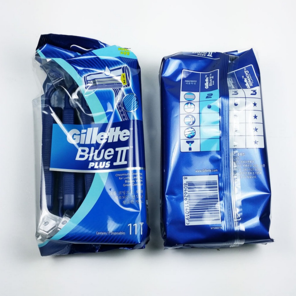 เครื่องโกนหนวด GILLETTE Blue II PLUS 11 ชิ้น/แพ็คมีดโกนแบบใช้ซ้ําได้แบบใช้แล้วทิ้ง / จากโซล, เกาหลี ราคา ถูกที่สุด ดีลบีเคเค แกลเลอรีภาพที่ 2