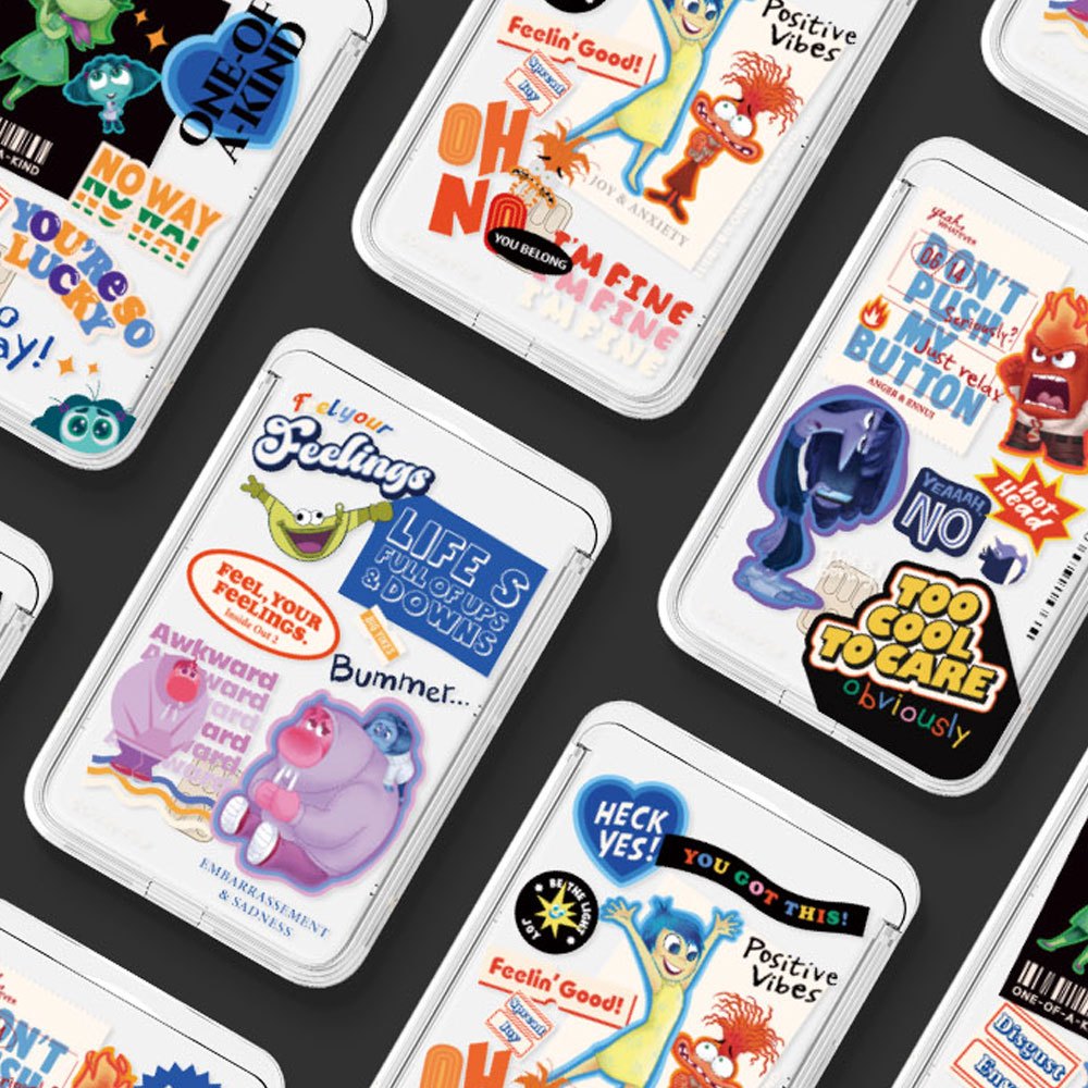 Inside Out 2 3 cards Storage MagSafe Transparent Slide Wallet Joy Flustered Frustrated Sadness