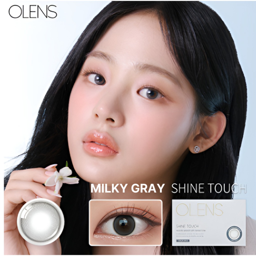 OLENS SHINE TOUCH MILKY GREY Month – 1 สี  | คอนแทคเลนส์สี MILKY GREY รายเดือน K-Beauty 2p 1 กล่อง