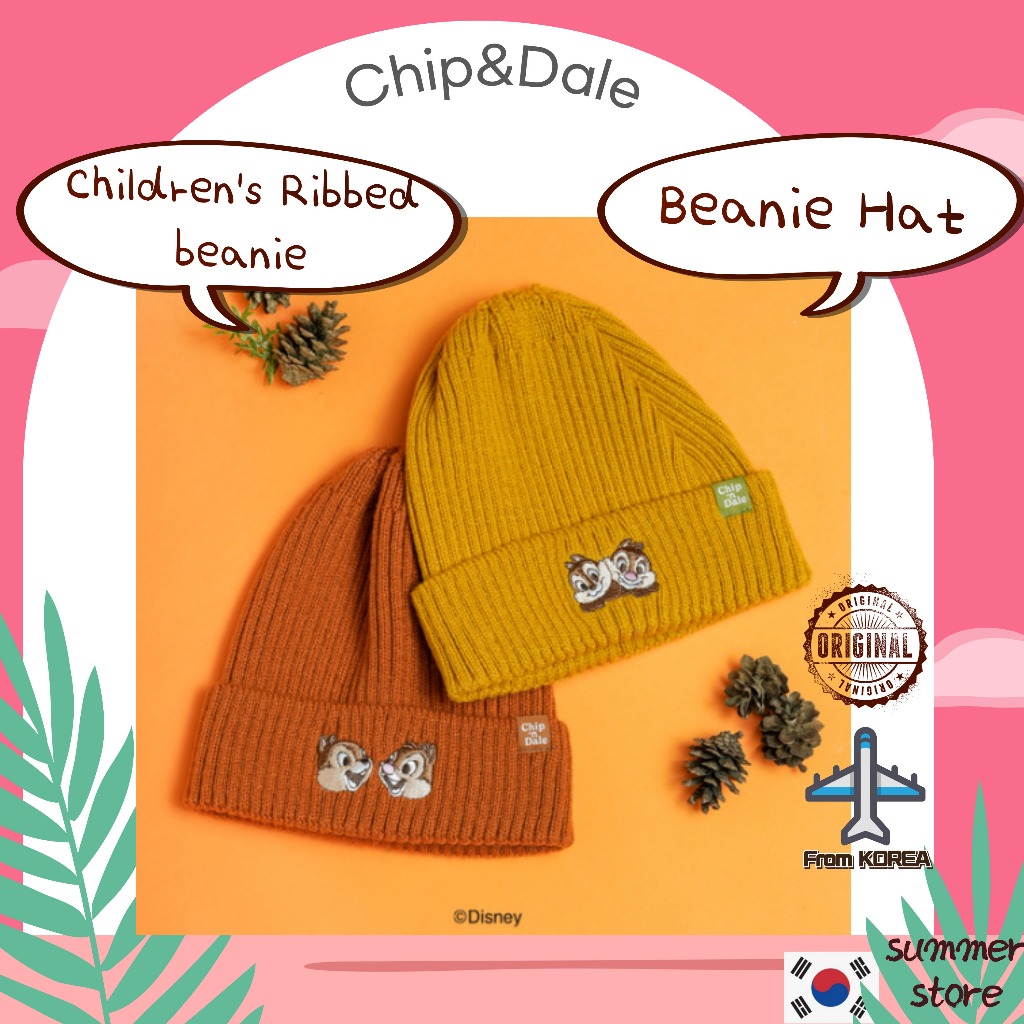 Disney Chip&Dale,Chip and Dale, Chip n Dale, beanie Hat(เหลือง, น้ําตาล)-คลังสินค้าพร้อม!