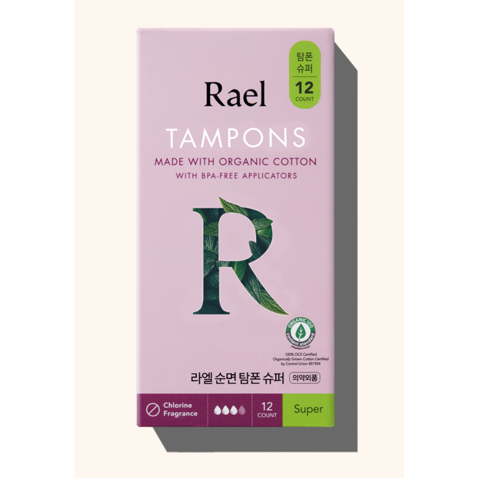 [Rael] ผ้าอนามัยแบบสอดผ้าฝ้ายออร์แกนิก 12P -Super
