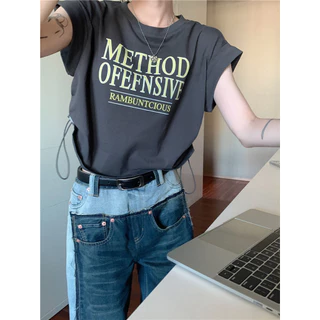 พร้อมส่ง🌟เสื้อยืดครอปแขนสั้นสาวอวบผู้หญิง oversize เสื้อผ้ามินิมอลสไตล์เกาหลี เสื้อเอวลอยวัยรุ่นน่ารักๆ แฟชั่น พิมพ์ลาย