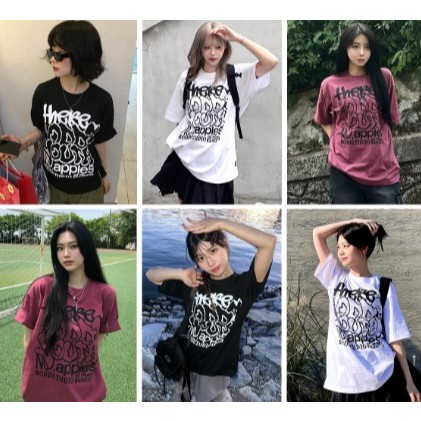 เสื้อยืด Oddstudio Apple Pixel Graphic Over Fit จัดส่งจากเกาหลี