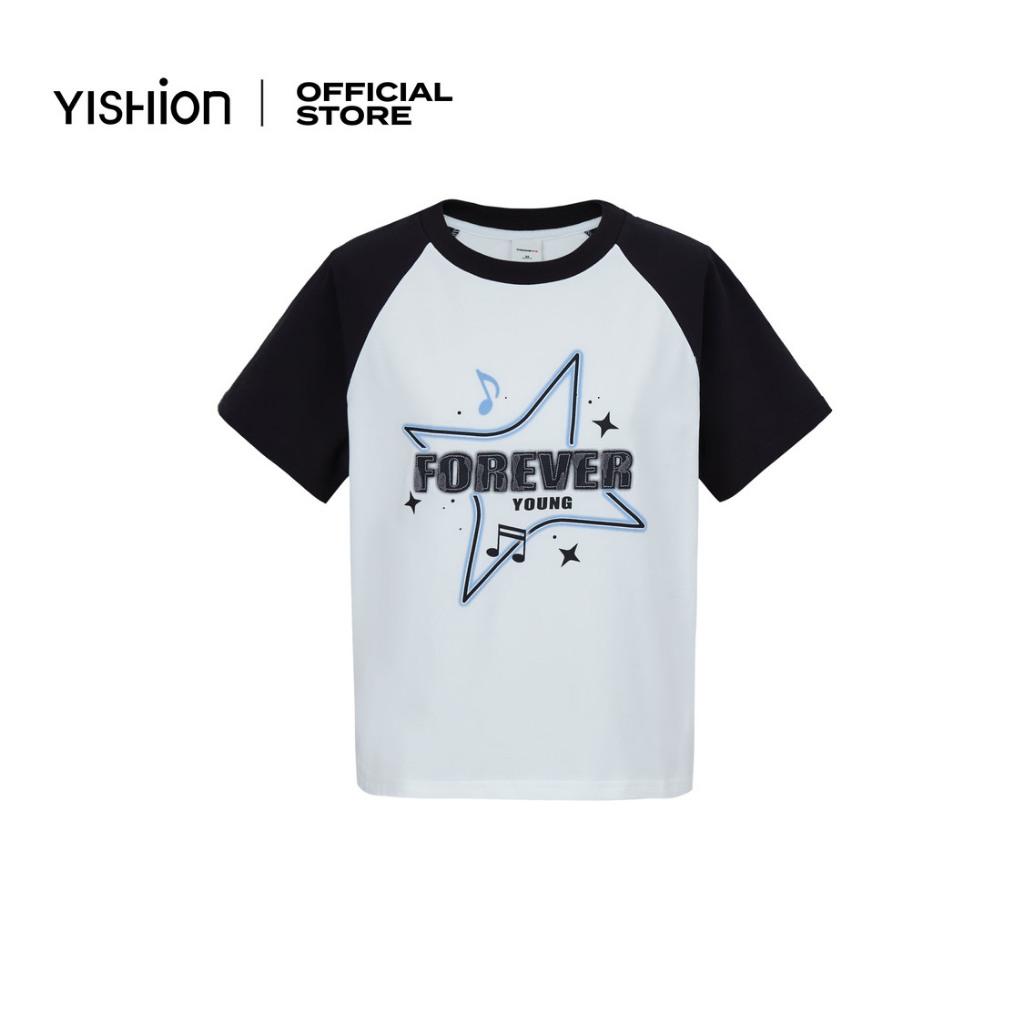 YISHION เสื้อยืด Raglan Forever Young สําหรับผู้หญิง 1073