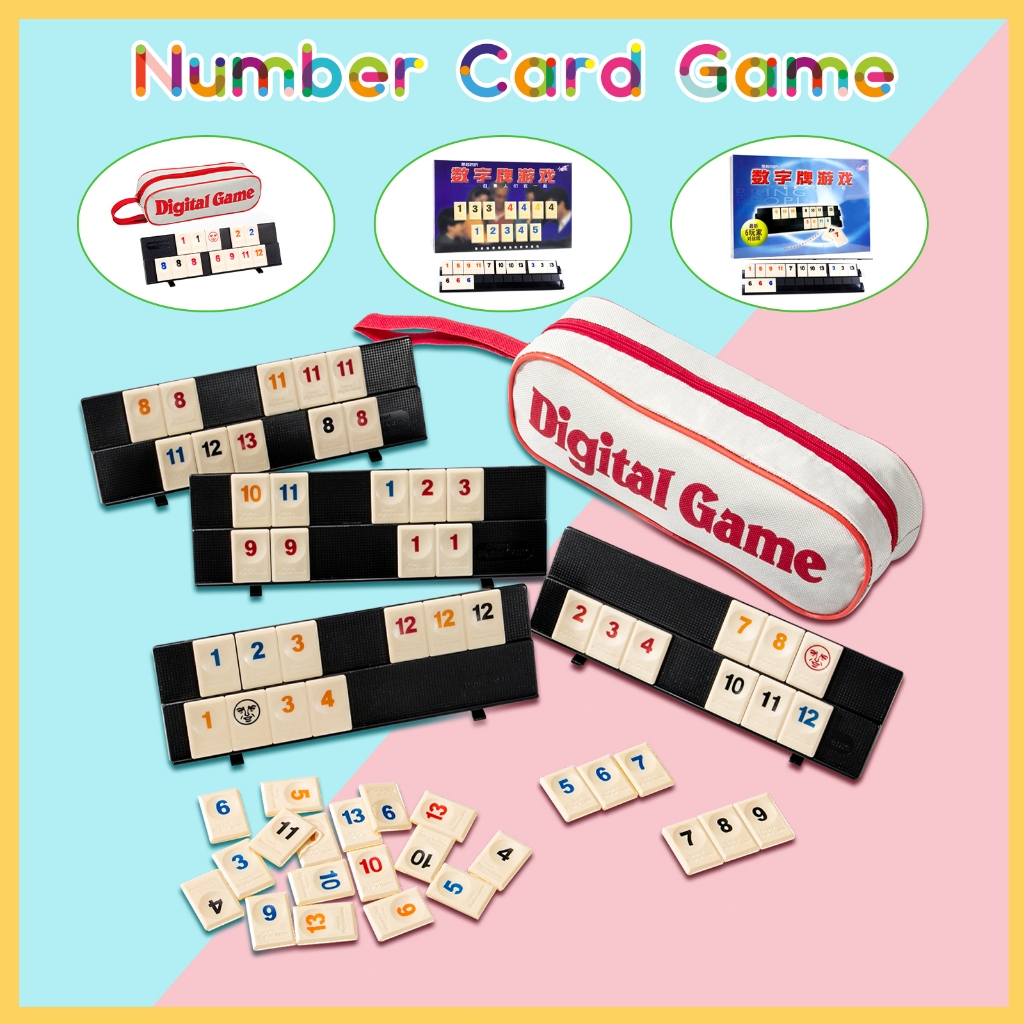 SG Rummy Game Mini Traveling Reummy Game Set with 106 Tokens 4 Holders and Travel Bag Family Board G