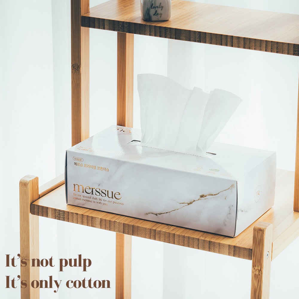 Merssue Pure Cotton 100% Premium Cotton Tissue 80 แผ่น (ดํา/ขาว)