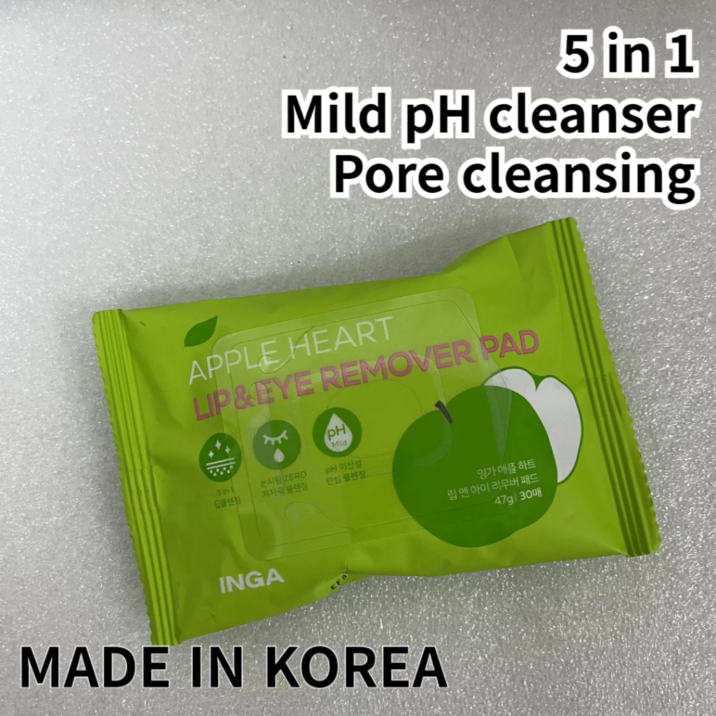 Inga apple heart LIP&EYE แผ่นกําจัด 30Wipings