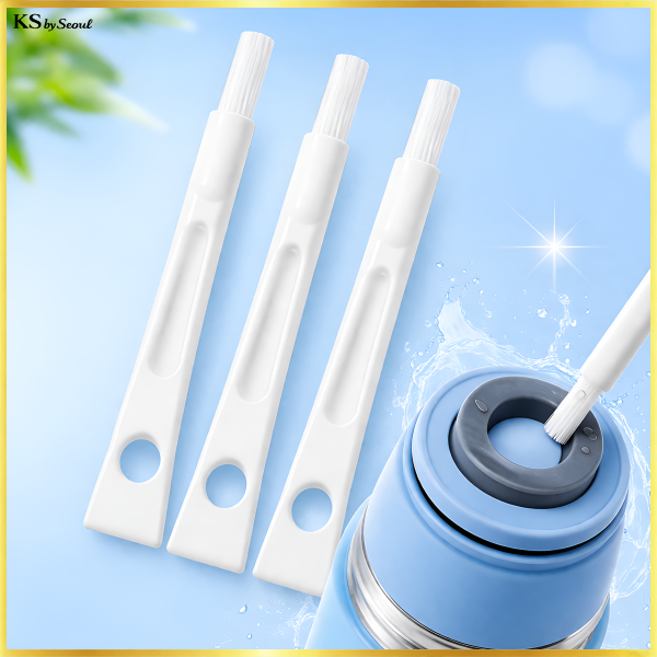 [Daiso Korea] แปรงทําความสะอาดช่องว่างแคบฟังก์ชั่นคู่ 3 ชิ้นชุดพร้อมมีดโกน – แปรงรอยแยกสําหรับฝาปิดขวดและพื้นที่แน่น