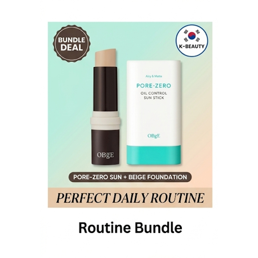 [คลังสินค้าพร้อม] OBgE Mens Perfect Grooming Set: Pore Zero Sun Stick 18g + Natural Cover Foundation
