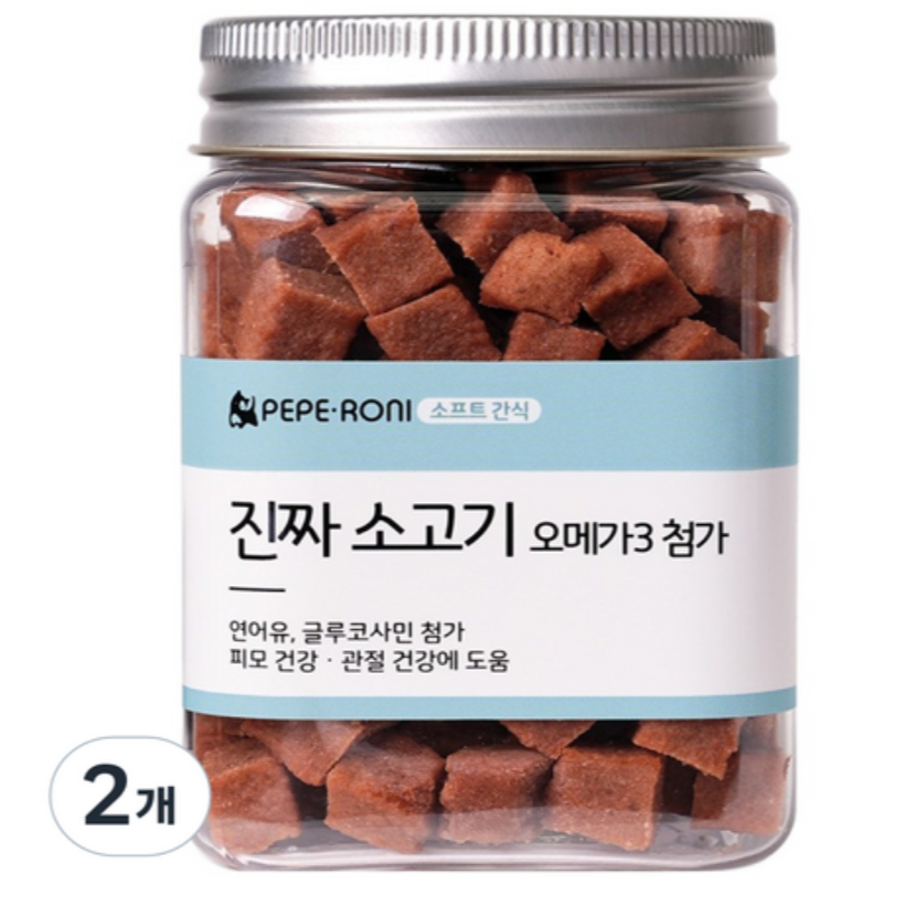 Peperoni Real Omega3 Dog Jerky Beef 180g x2 Dog Treat Soft Chew Snack Healthy Dog Snack Joint Skin C