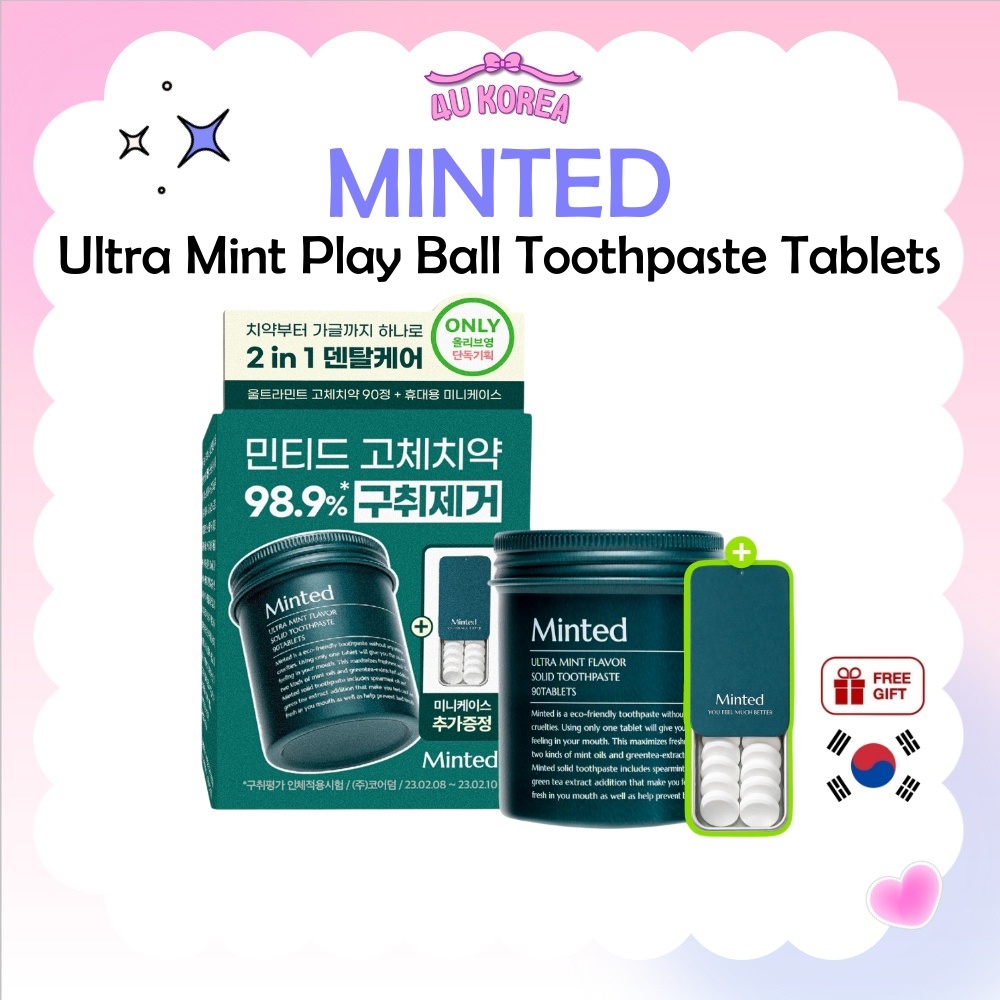 (+Mini Case) MINTED Ultra Mint Play Ball Toothpaste Tablets – 90 เม็ด / K-BEAUTY