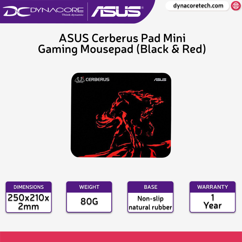 ASUS Cerberus Pad Mini Gaming Mousepad สีดําและสีแดง