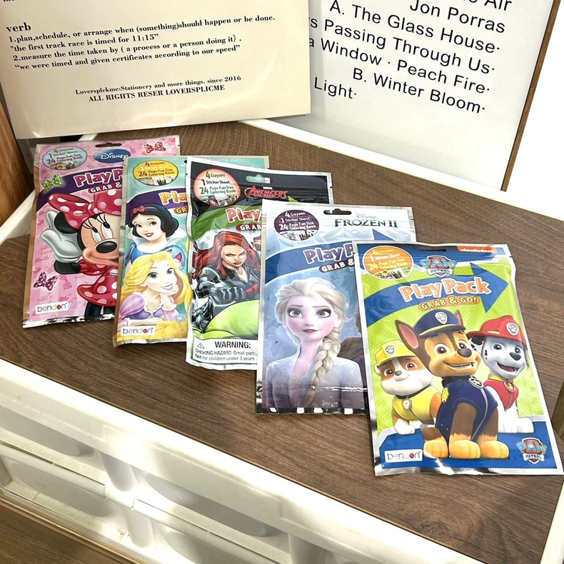Grab&Go 3-in-1 Travel Goodie Bag Colouring Book Play Pack Frozen Elsa/BLuey/Paw Patrol/Princess/Blip