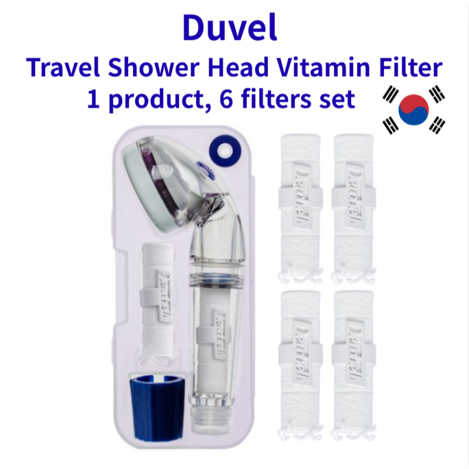 ชุดกรองวิตามินอาบน้ํา Duvel Travel + ตัวกรองตะกอน 6 แพ็ค – กลิ่นเกรปฟรุตแบบฉ่ํา | หัวฝักบัววิตามินซี