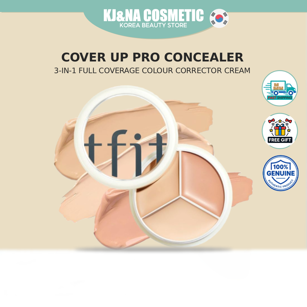 Tfit Cover Up Pro Concealer 15g - 3-in-1 Full Coverage Colour Corrector Cream