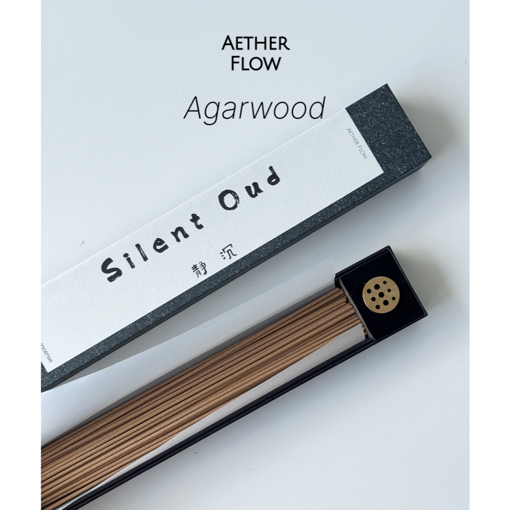 AETHER FLOW ธูปไม้กฤษณาธรรมชาติพร้อมที่วาง 21 ซม. 20 กรัม 55 แท่ง